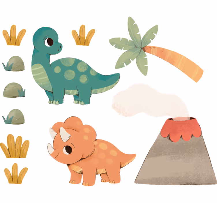Mørklægningsgardiner børn akvarel dinosaurer - TenStickers