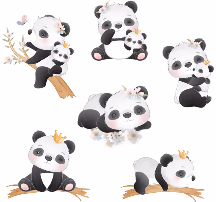 Mørklægningsgardiner børn panda liv - TenStickers