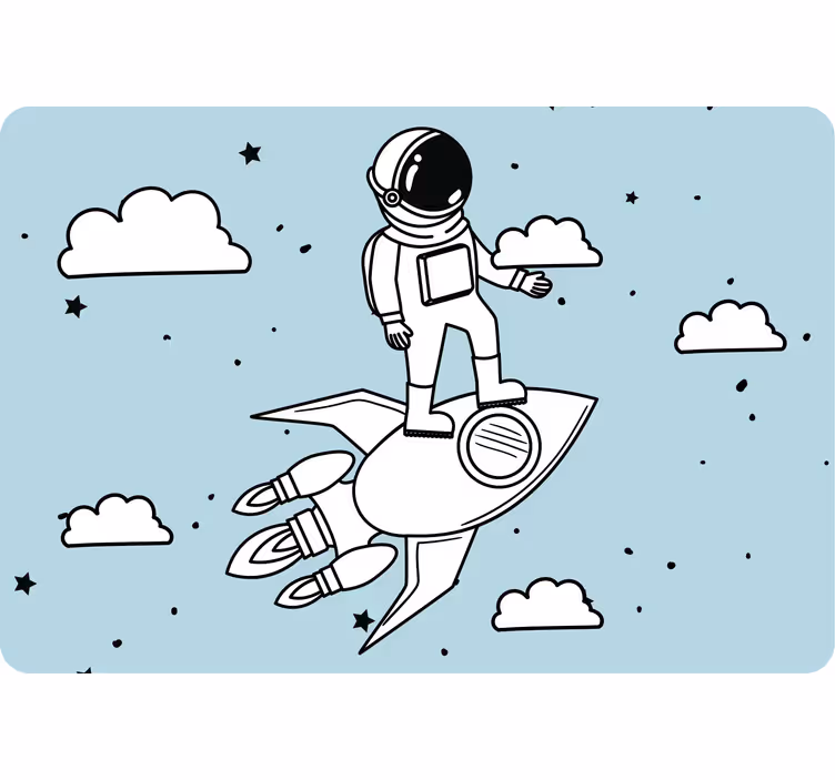 Mørklægningsgardiner børn raket astronaut og stjerner - TenStickers
