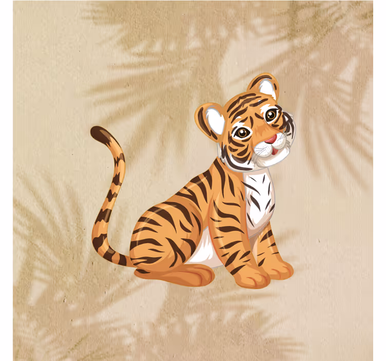 Mørklægningsgardiner børn med baby tiger portræt - TenStickers