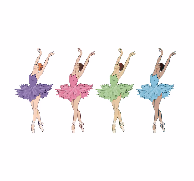 Mørklægningsgardiner børn farverige balletdansere - TenStickers