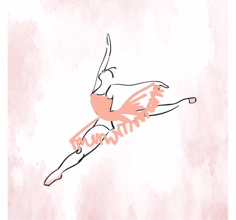 Mørklægningsgardiner børn ballerina danse line art - TenStickers