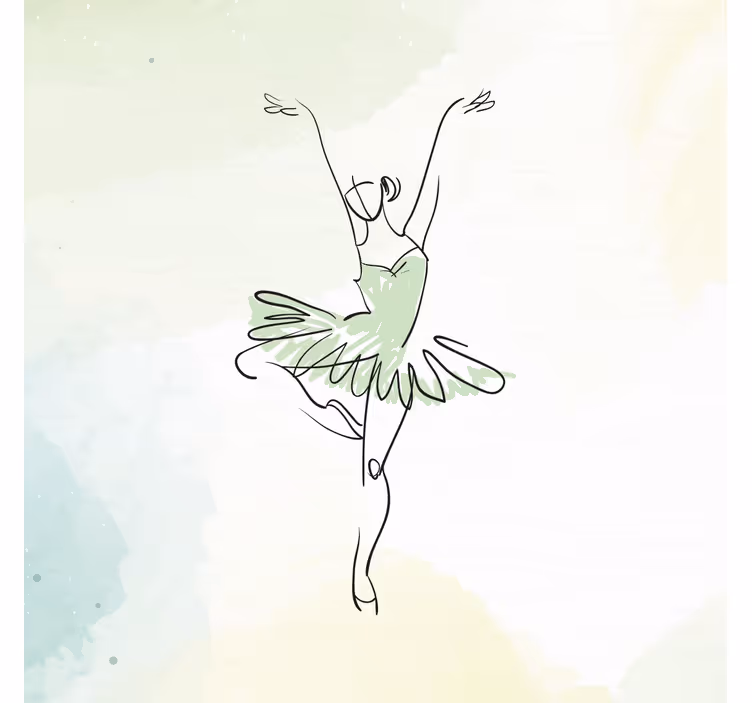 Mørklægningsgardiner børn ballerina i pose line art - TenStickers