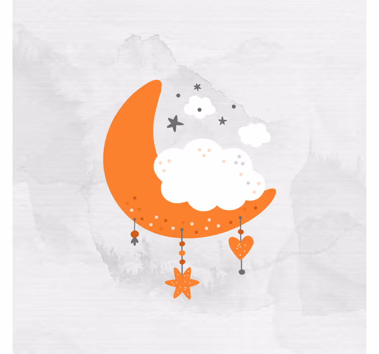 Mørklægningsgardiner børn minimalistisk måne og skyer - TenStickers