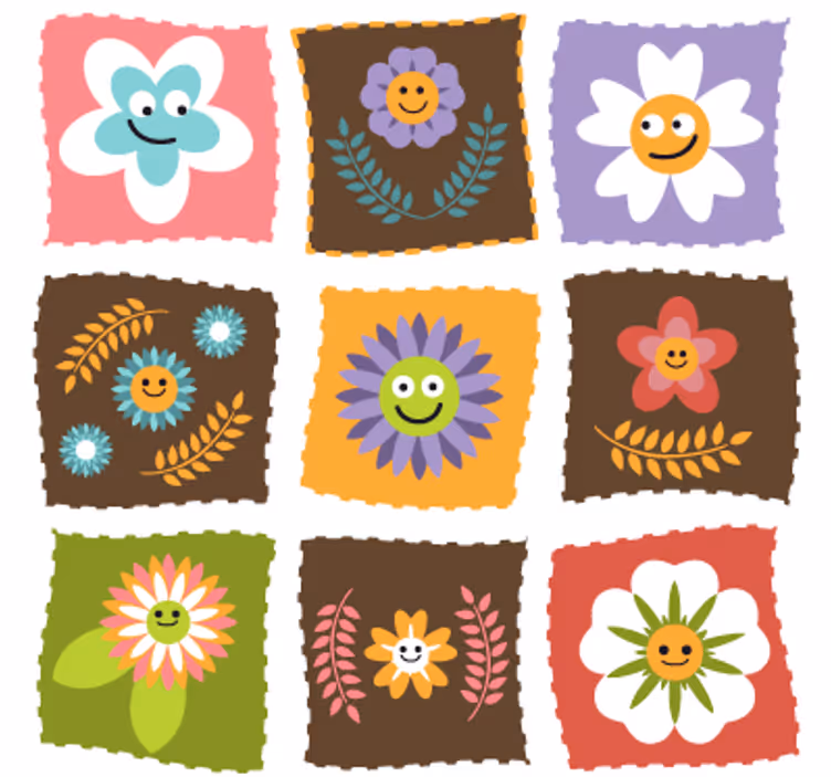 Mørklægningsgardiner børn blomsterdekor i vinyl - TenStickers