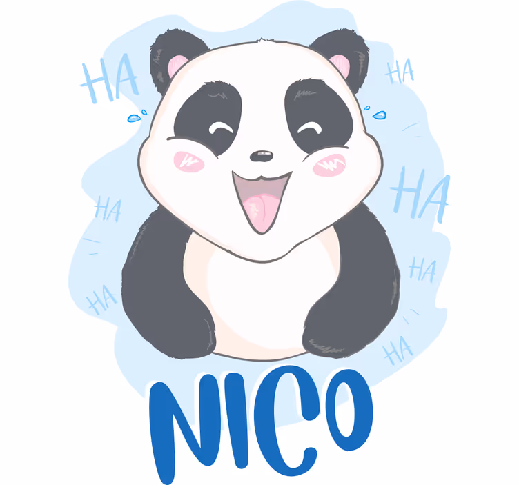 Mørklægningsgardiner børn baby panda overrasket navn - TenStickers
