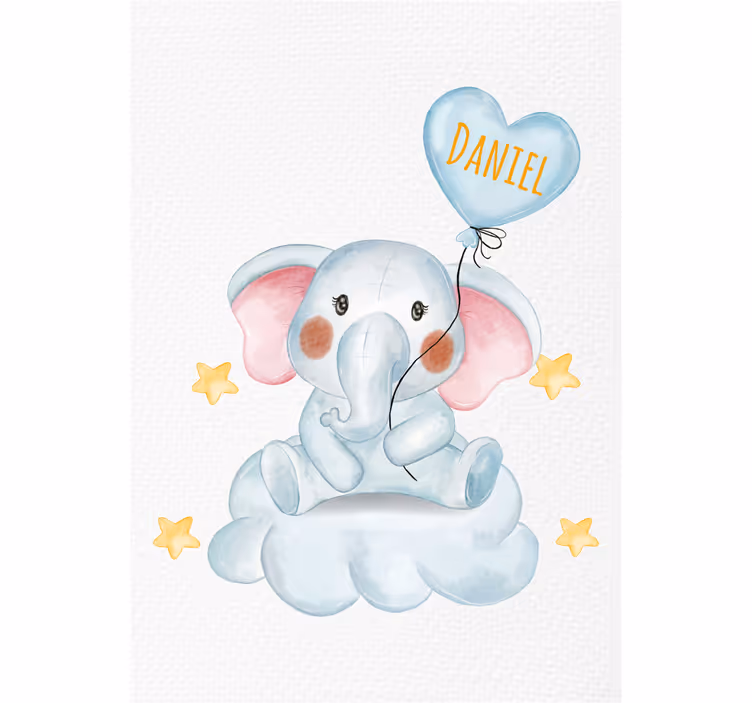 Mørklægningsgardiner børn sød elefant med ballon - TenStickers