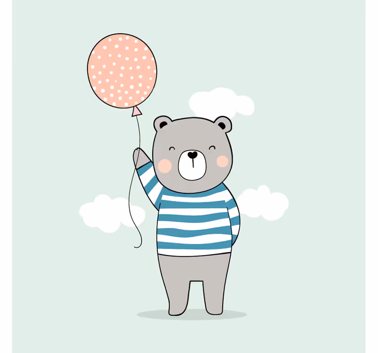 Mørklægningsgardiner børn babybjørn med ballon - TenStickers