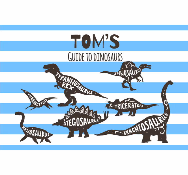 Mørklægningsgardiner børn med personlige dino-navne - TenStickers