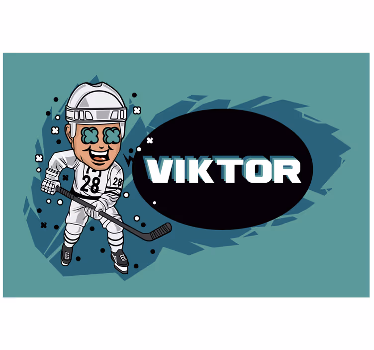 Mørklægningsgardiner børn sjov hockeyspiller med navn - TenStickers