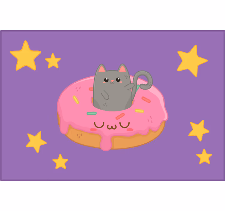 Mørklægningsgardiner børn kat og donut - TenStickers