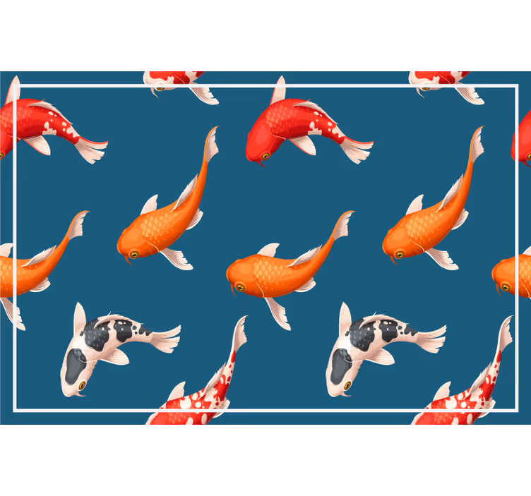 Mørklægningsgardiner børn med koi fisk mønster blå baggrund - TenStickers