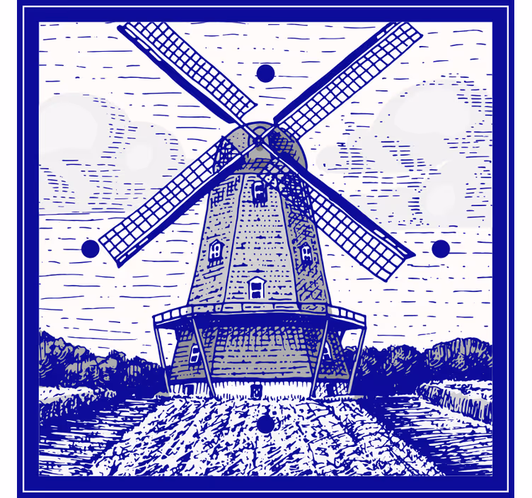 Delfts blue rullegardin køkken - TenStickers