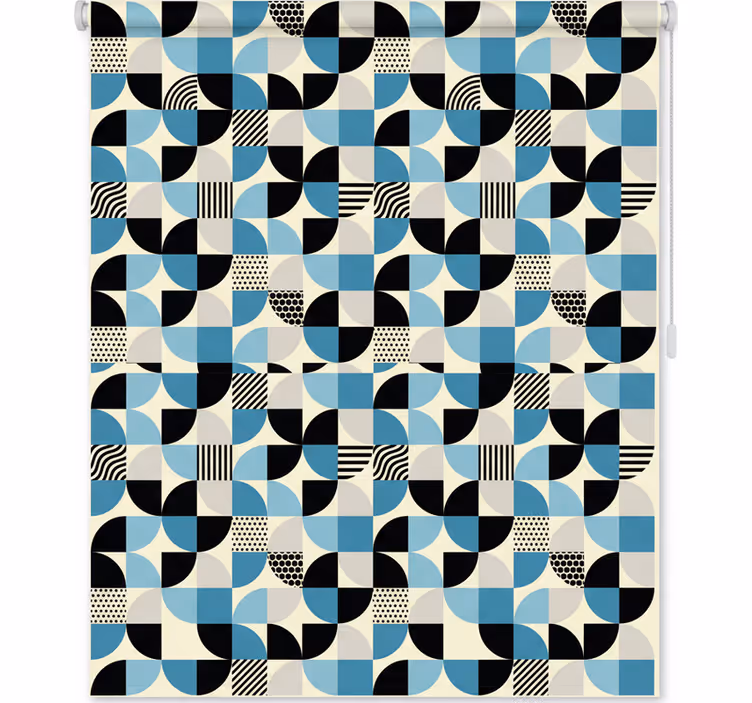 Rullegardin køkken retro blå bauhaus mønster - TenStickers