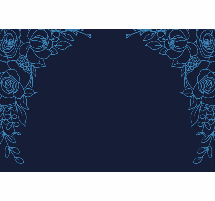 Blå rullegardin med marineblå blomster - TenStickers
