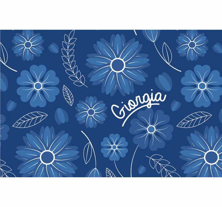 Blå rullegardin med elegant blomsterdesign - TenStickers