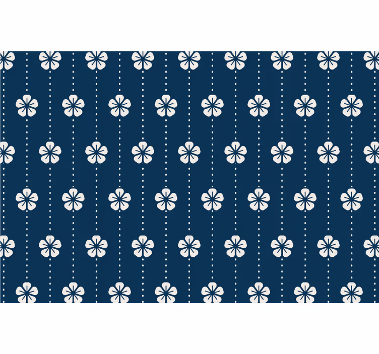 Blå rullegardin med blomstrede linjer - TenStickers
