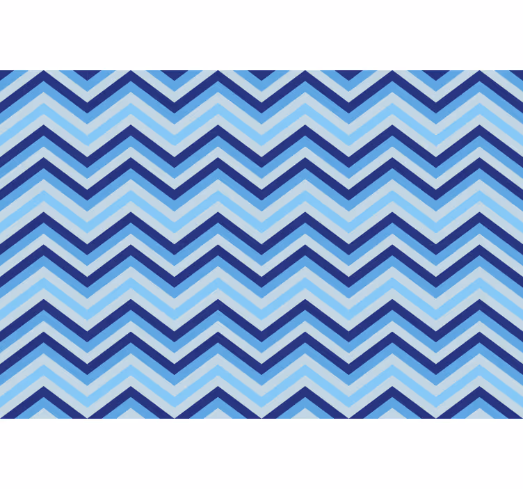 Blå rullegardin med forskellige blå zigzag mønstre - TenStickers