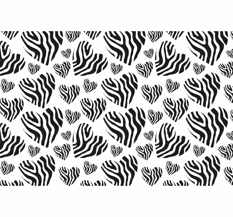 Sort rullegardin zebra dyreprint hjerte - TenStickers