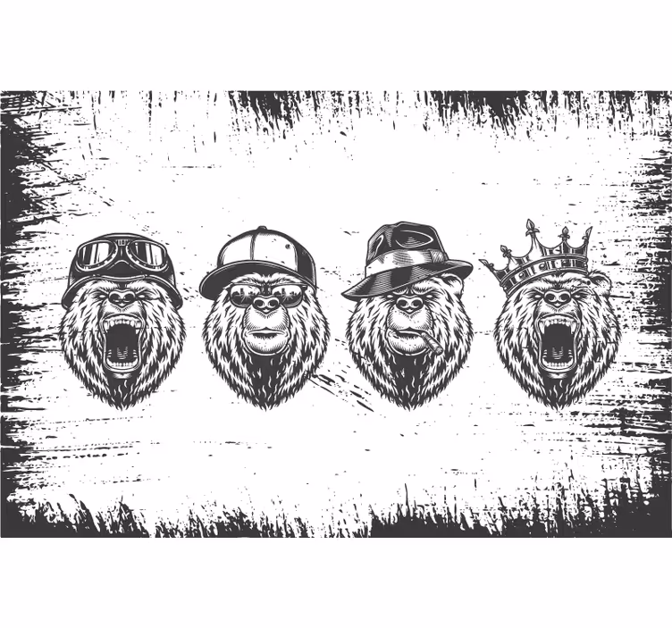 Grå rullegardin med vintage logo stil bjørn - TenStickers