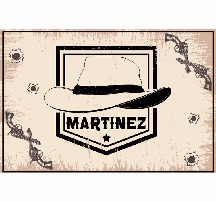 Beige rullegardin med cowboyhat og navn - TenStickers