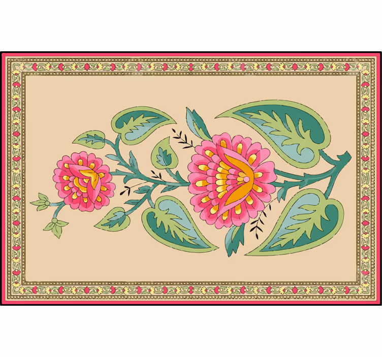 Beige rullegardin med indiske mughal blomster - TenStickers