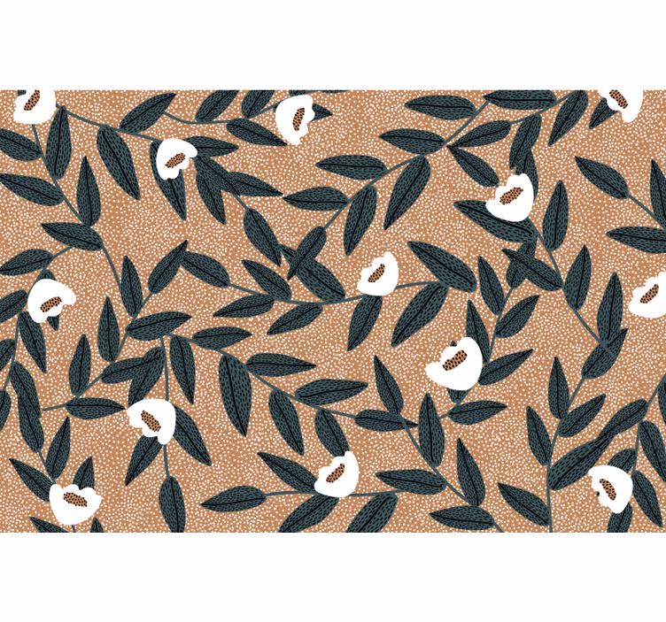 Beige rullegardin blomster og blade - TenStickers