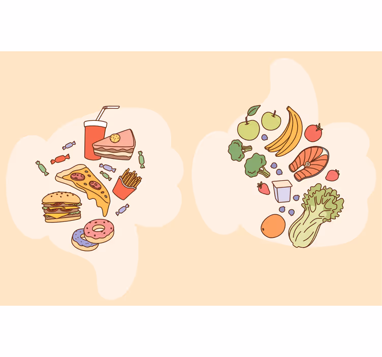 Beige rullegardin med grafik af fødevarer - TenStickers