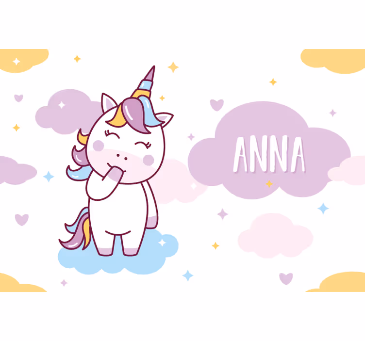 Sort rullegardin til børn med tilpasset unicorn - TenStickers