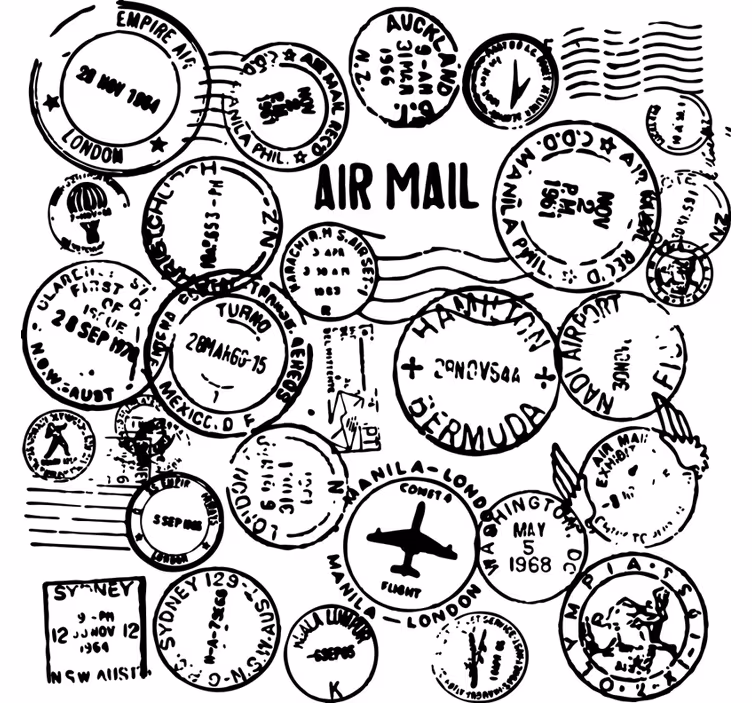 Kontor rullegardin med passport stempel dekoration - TenStickers
