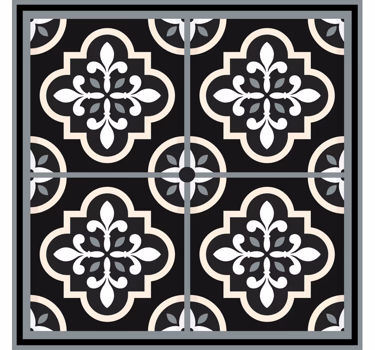 Kontor rullegardin med sort og hvid blomsterdesign - TenStickers
