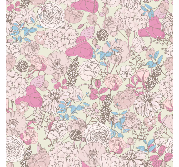 Rullegardiner til stue i blomsterstil grandmillenial - TenStickers
