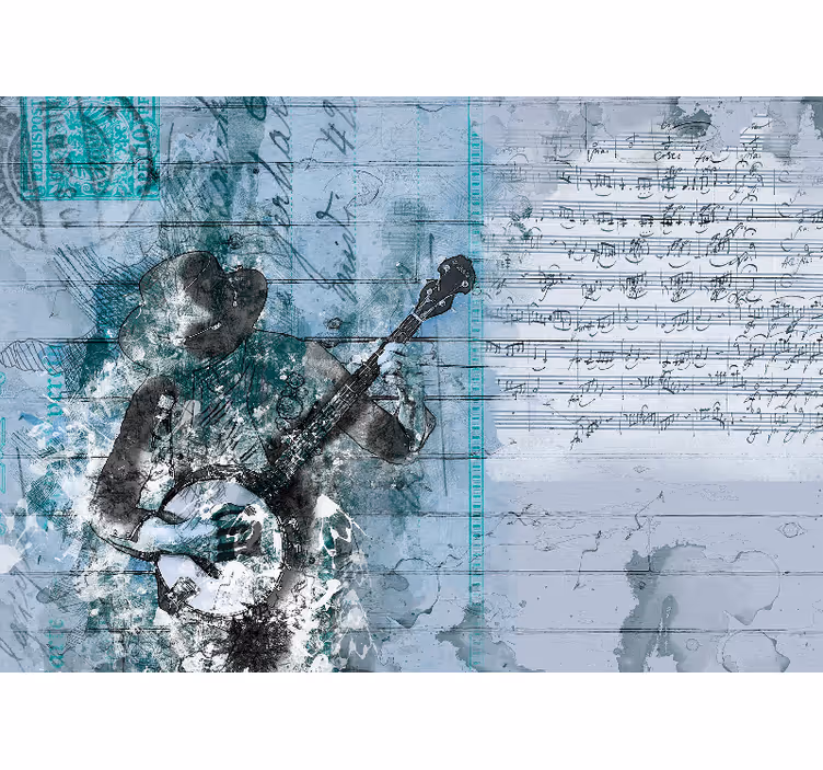 Soveværelse rullegardiner med abstrakt musikdesign - TenStickers