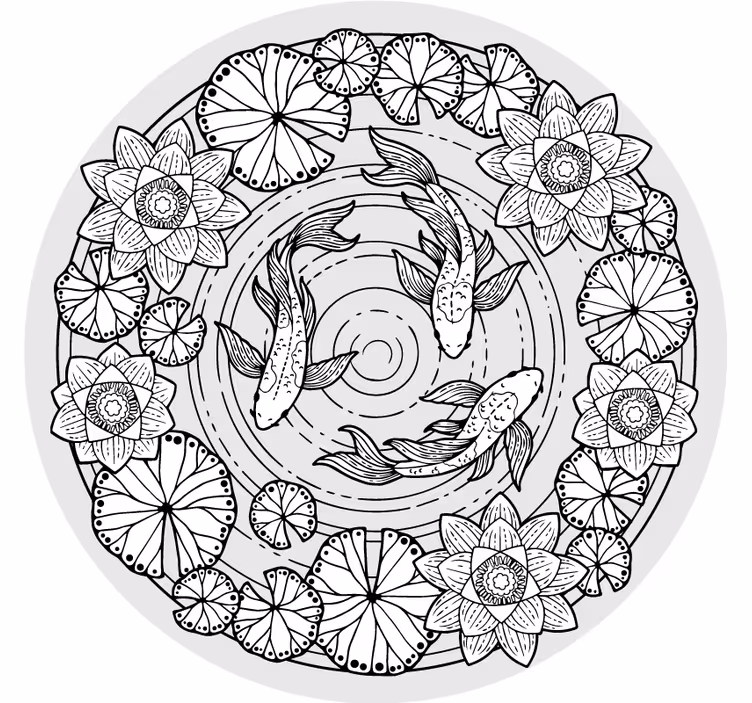 Soveværelse rullegardiner med lotus og koi karper - TenStickers