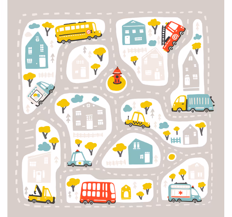 Mørklægningsgardiner børn city nordisk stil - TenStickers