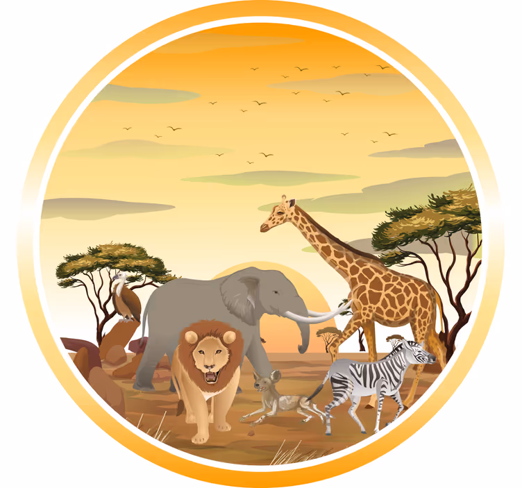 Mørklægningsgardiner børn afrikanske dyr med planter - TenStickers