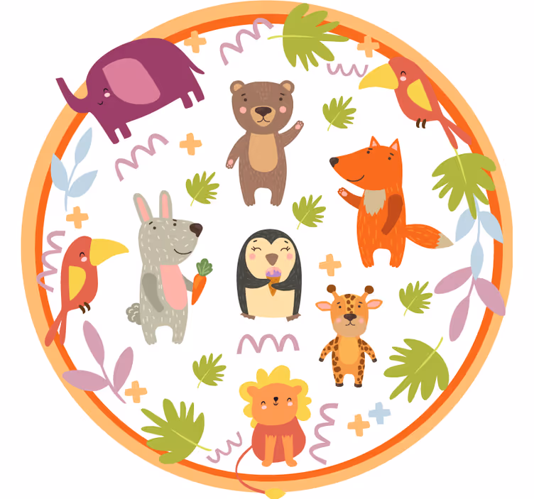 Mørklægningsgardiner børn søde tegneserie zoologiske dyr - TenStickers