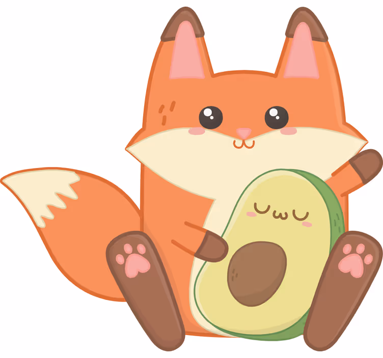 Mørklægningsgardiner børn sød ræv med avocado - TenStickers