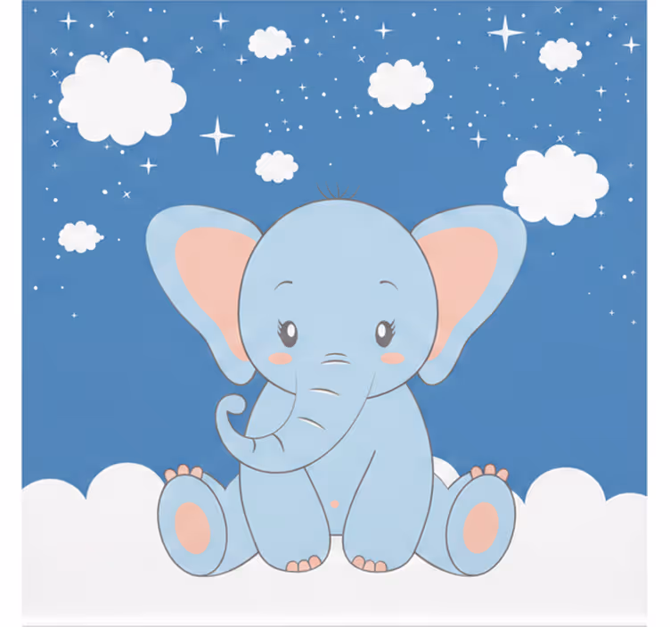 Mørklægningsgardiner børn sød baby elefant blå - TenStickers