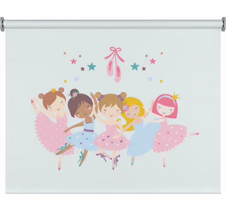 Mørklægningsgardiner børn med farverig balletillustration - TenStickers