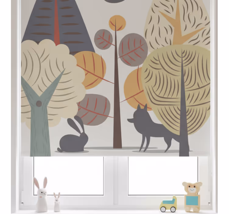 Mørklægningsgardiner børn pastel glade skov - TenStickers