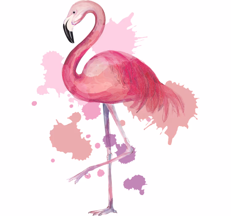 Rullegardin teenager vintage flamingo med farvesplash - TenStickers