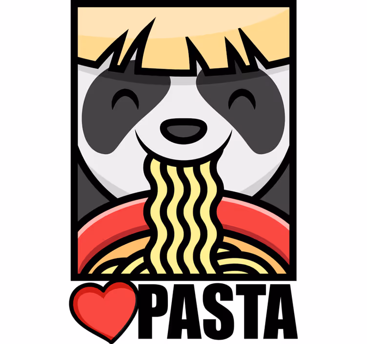 Rullegardin teenager panda elsker pasta - TenStickers