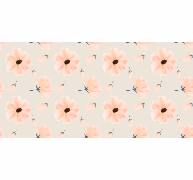 Beige rullegardin med store blomster aquarella mønster - TenStickers