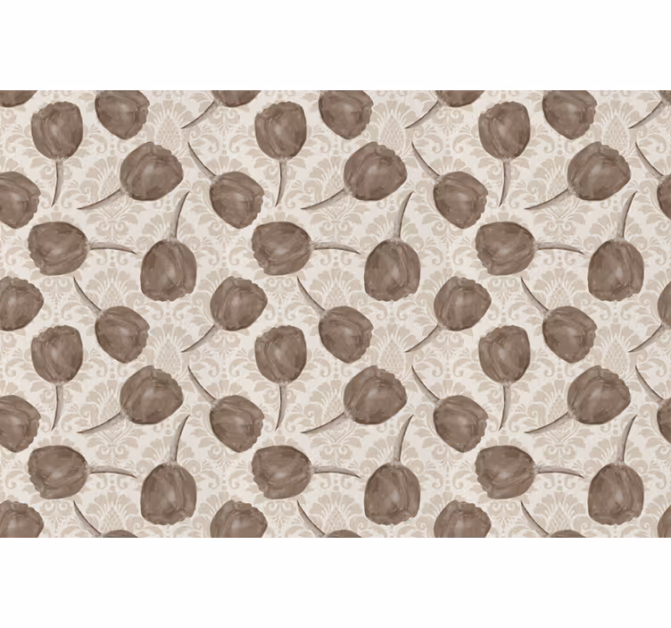 Beige rullegardin med grå tulipanmønster og akantus - TenStickers