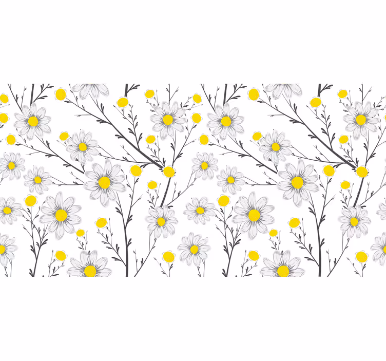 Hvid rullegardin med klassisk margueritmotiv - TenStickers