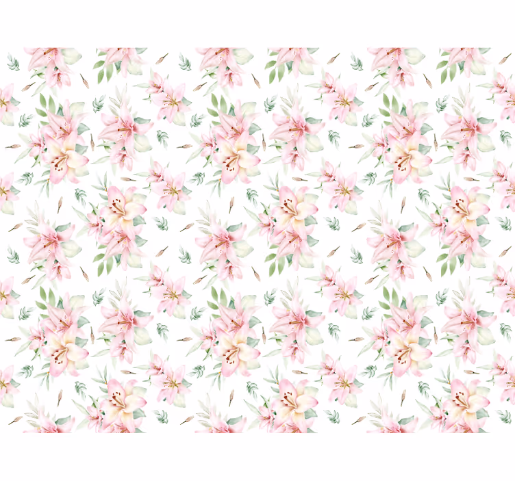 Hvid rullegardin med pink akvarel liljer design - TenStickers
