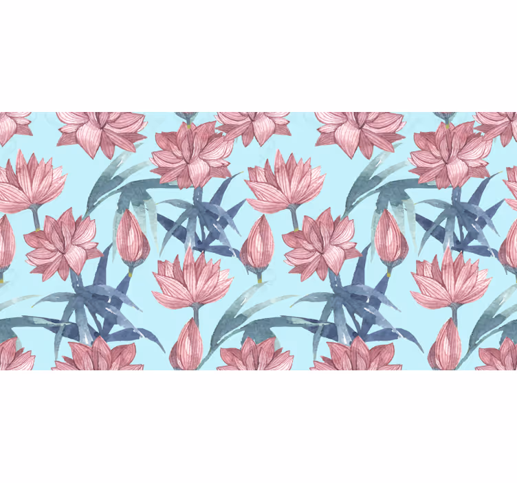 Blomstret rullegardin med blå akvarel blomster - TenStickers