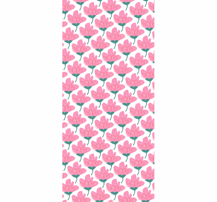 Blomstret rullegardin med lyserøde blomster - TenStickers