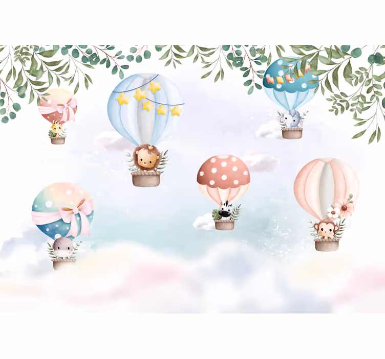Rullegardiner til baby værelse med luftballon dyr - TenStickers